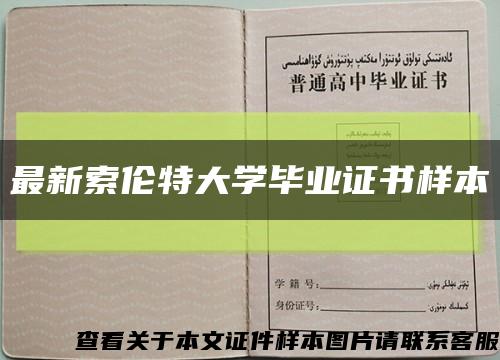 最新索伦特大学毕业证书样本缩略图