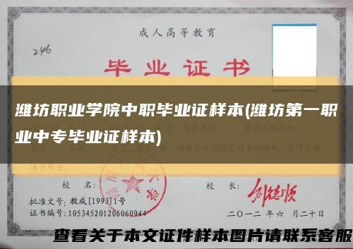 潍坊职业学院中职毕业证样本(潍坊第一职业中专毕业证样本)缩略图