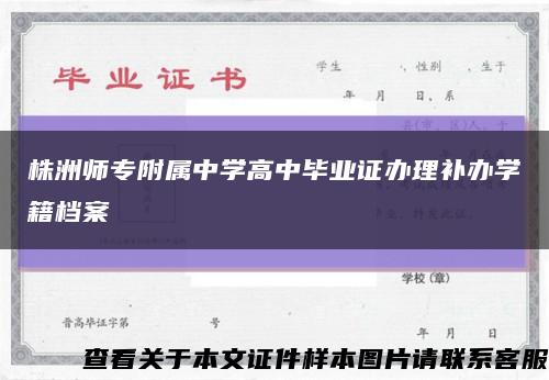 株洲师专附属中学高中毕业证办理补办学籍档案缩略图