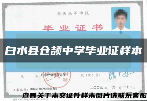 白水县仓颉中学毕业证样本缩略图