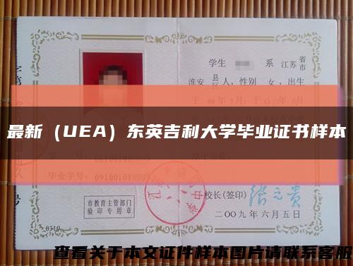 最新（UEA）东英吉利大学毕业证书样本缩略图