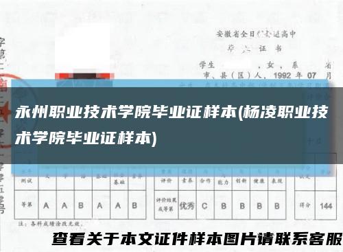 永州职业技术学院毕业证样本(杨凌职业技术学院毕业证样本)缩略图