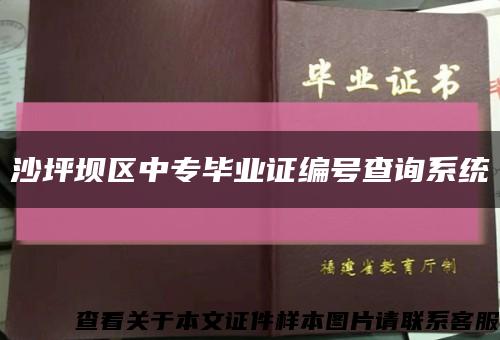 沙坪坝区中专毕业证编号查询系统缩略图