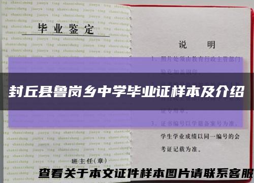 封丘县鲁岗乡中学毕业证样本及介绍缩略图