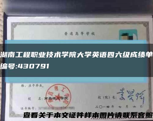 湖南工程职业技术学院大学英语四六级成绩单编号:430791缩略图