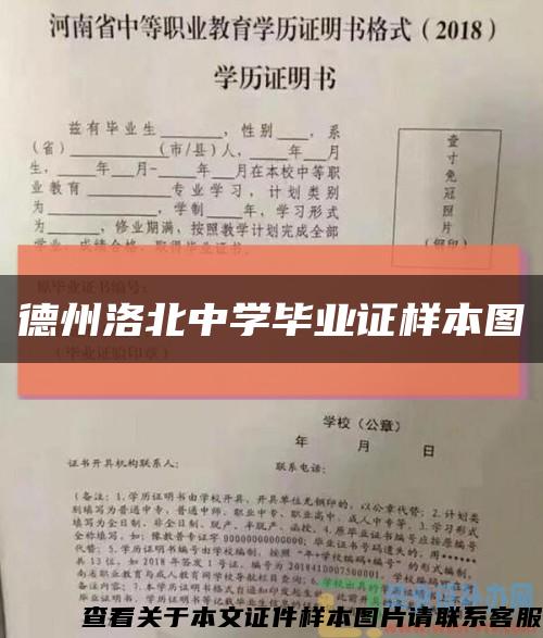 德州洛北中学毕业证样本图缩略图