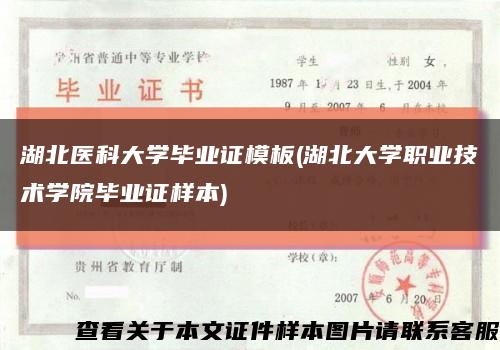 湖北医科大学毕业证模板(湖北大学职业技术学院毕业证样本)缩略图