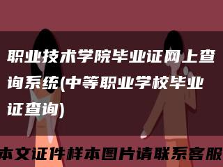 职业技术学院毕业证网上查询系统(中等职业学校毕业证查询)缩略图