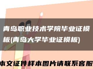 青岛职业技术学院毕业证模板(青岛大学毕业证模板)缩略图