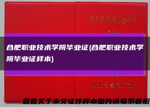 合肥职业技术学院毕业证(合肥职业技术学院毕业证样本)缩略图