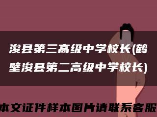 浚县第三高级中学校长(鹤壁浚县第二高级中学校长)缩略图