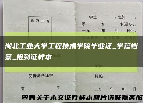 湖北工业大学工程技术学院毕业证_学籍档案_报到证样本缩略图