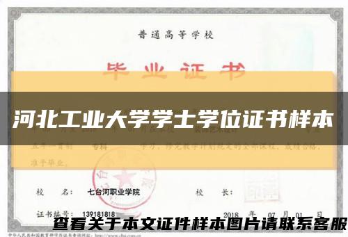 河北工业大学学士学位证书样本缩略图