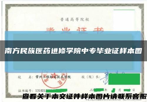 南方民族医药进修学院中专毕业证样本图缩略图