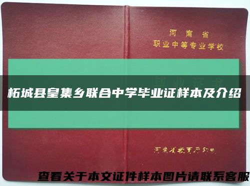 柘城县皇集乡联合中学毕业证样本及介绍缩略图