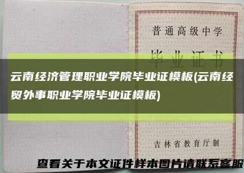 云南经济管理职业学院毕业证模板(云南经贸外事职业学院毕业证模板)缩略图