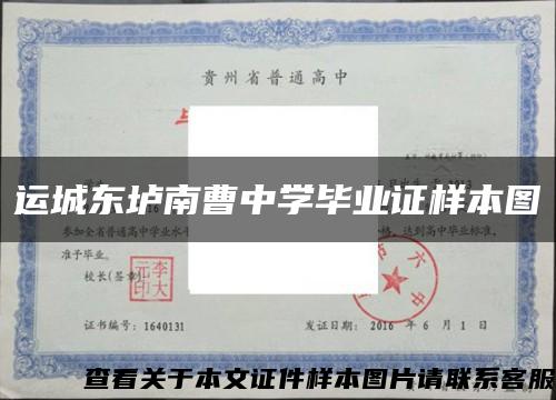 运城东垆南曹中学毕业证样本图缩略图