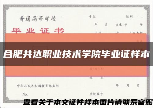 合肥共达职业技术学院毕业证样本缩略图