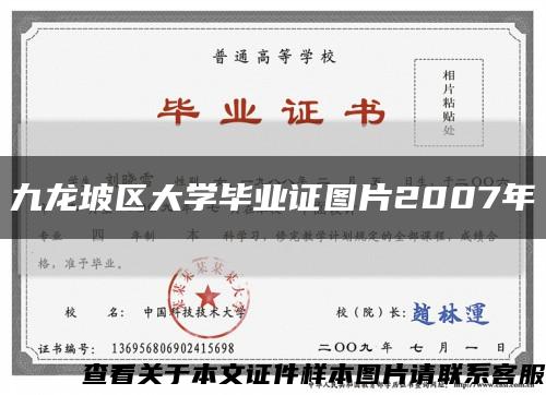 九龙坡区大学毕业证图片2007年缩略图