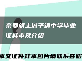 奈曼旗土城子镇中学毕业证样本及介绍缩略图