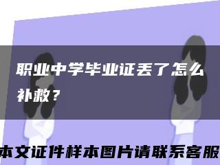 职业中学毕业证丢了怎么补救？缩略图