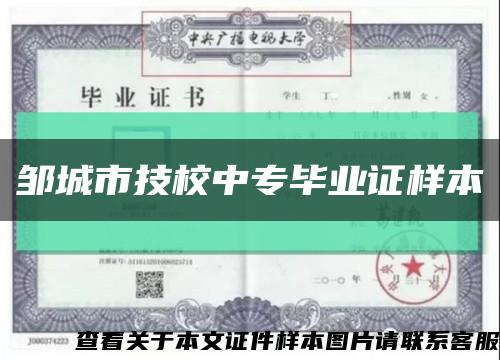 邹城市技校中专毕业证样本缩略图