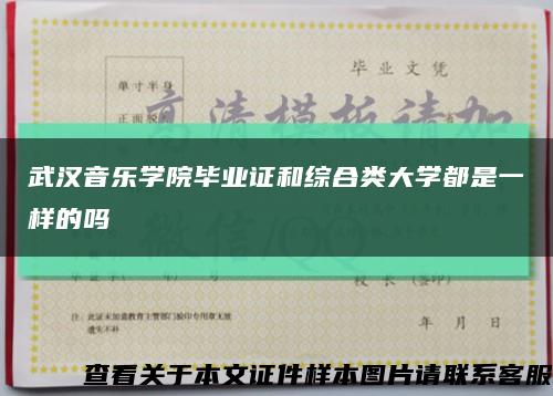 武汉音乐学院毕业证和综合类大学都是一样的吗缩略图