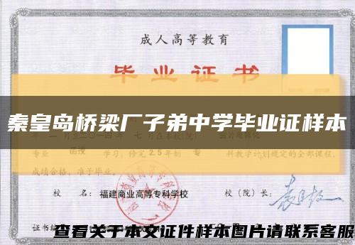 秦皇岛桥梁厂子弟中学毕业证样本缩略图