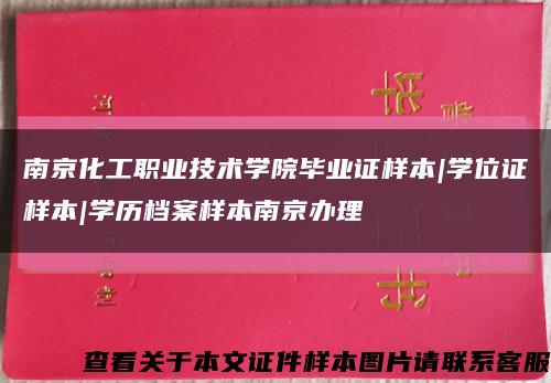 南京化工职业技术学院毕业证样本|学位证样本|学历档案样本南京办理缩略图