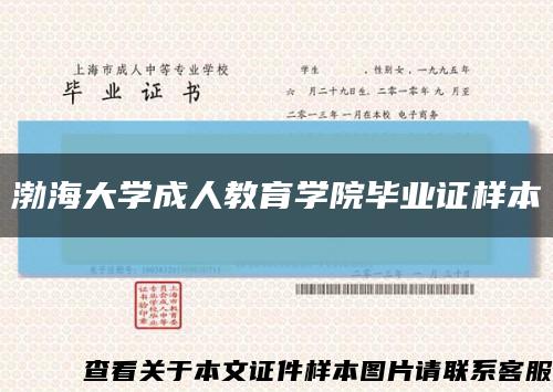 渤海大学成人教育学院毕业证样本缩略图