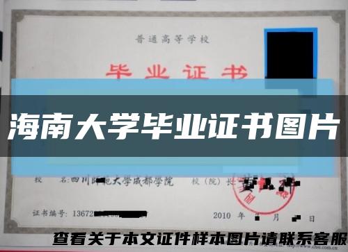 海南大学毕业证书图片缩略图