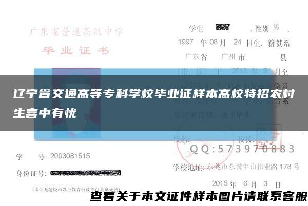 辽宁省交通高等专科学校毕业证样本高校特招农村生喜中有忧缩略图