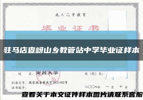 驻马店查岈山乡教管站中学毕业证样本缩略图