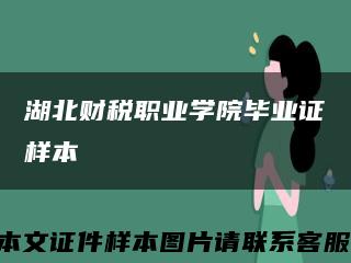 湖北财税职业学院毕业证样本缩略图