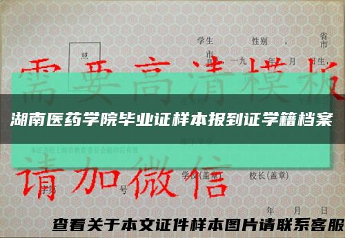 湖南医药学院毕业证样本报到证学籍档案缩略图