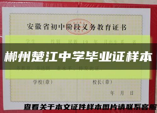 郴州楚江中学毕业证样本缩略图