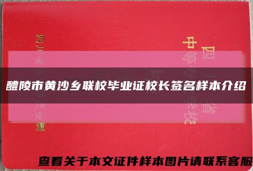 醴陵市黄沙乡联校毕业证校长签名样本介绍缩略图