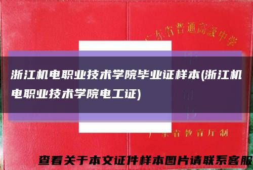 浙江机电职业技术学院毕业证样本(浙江机电职业技术学院电工证)缩略图