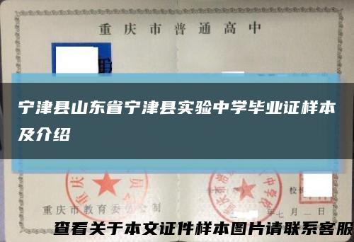 宁津县山东省宁津县实验中学毕业证样本及介绍缩略图