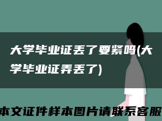 大学毕业证丢了要紧吗(大学毕业证弄丢了)缩略图