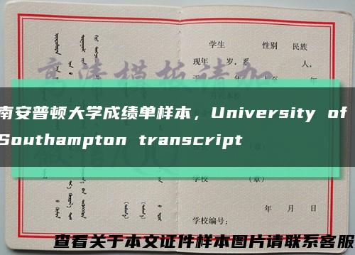 南安普顿大学成绩单样本，University of Southampton transcript缩略图