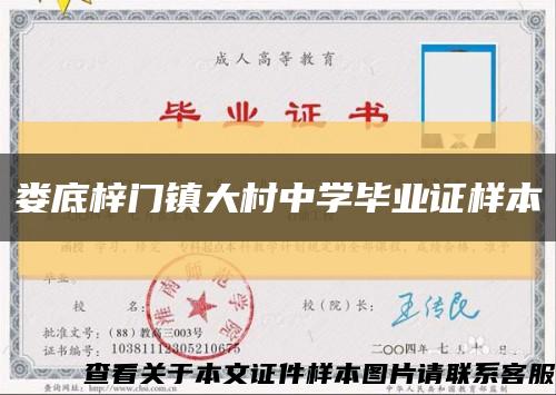 娄底梓门镇大村中学毕业证样本缩略图