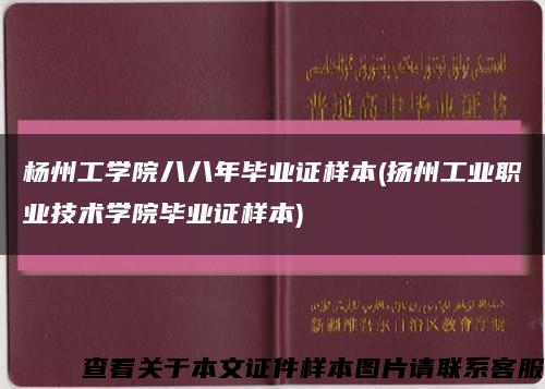 杨州工学院八八年毕业证样本(扬州工业职业技术学院毕业证样本)缩略图