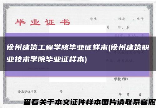 徐州建筑工程学院毕业证样本(徐州建筑职业技术学院毕业证样本)缩略图
