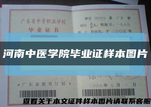 河南中医学院毕业证样本图片缩略图