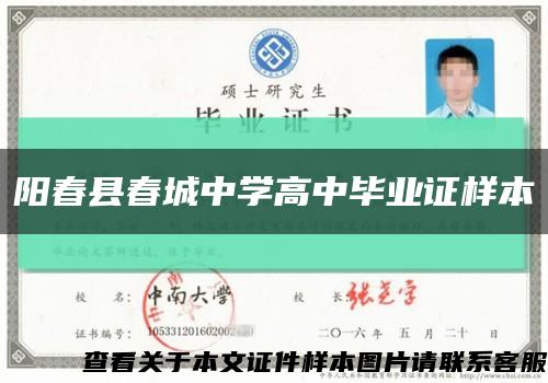 阳春县春城中学高中毕业证样本缩略图