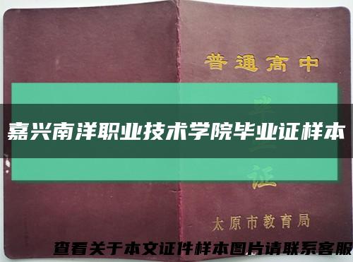 嘉兴南洋职业技术学院毕业证样本缩略图