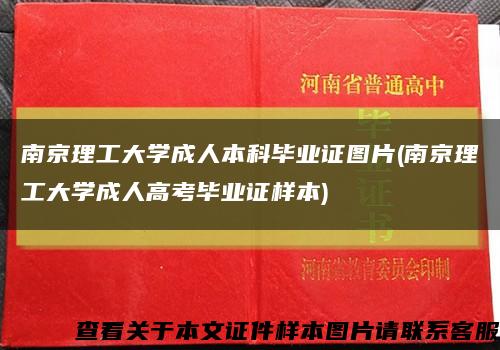 南京理工大学成人本科毕业证图片(南京理工大学成人高考毕业证样本)缩略图