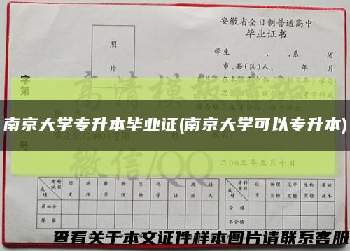 南京大学专升本毕业证(南京大学可以专升本)缩略图