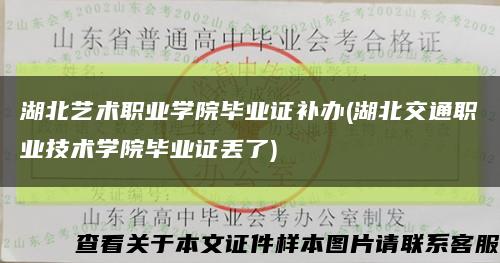 湖北艺术职业学院毕业证补办(湖北交通职业技术学院毕业证丢了)缩略图